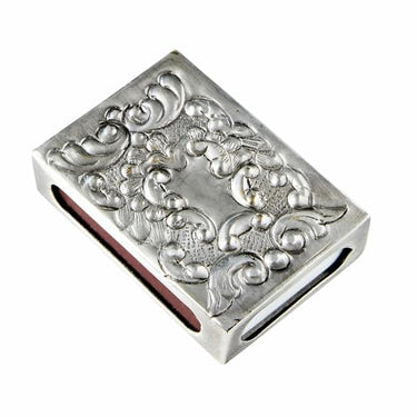 Loberon Etui für Streichholzschachtel Lytham, Pure Nostalgie, Ornamente in 3D-Optik, Kaminzubehör, Accessoire, Messing, antiksilber im Sale